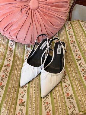 White Pointed Toe Kitten Heels - Like New!